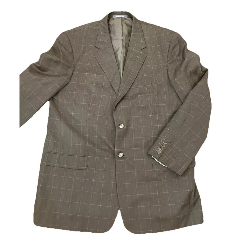 Stafford Sport coat  Mens Sz 46 L  Brown  2 Button Classic Wool Jacket